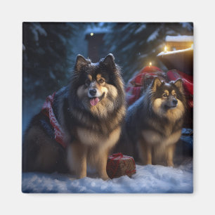 Finnish Lapphund Snowy Sleigh Christmas Decor Magnet