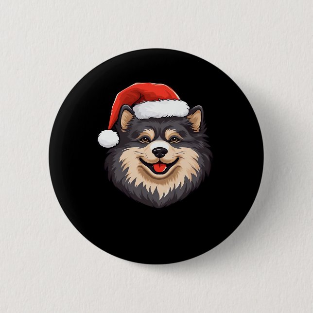 Finnish Lapphund Ugly Sweater Christmas Classic T- 6 Cm Round Badge (Front)