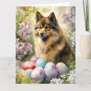 Finnish Lapphund with Easter Eggs Card