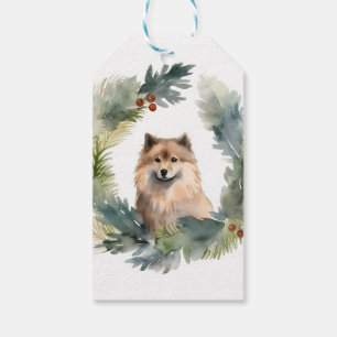 Finnish lappund Christmas Wreath Festive Pup Gift Tags