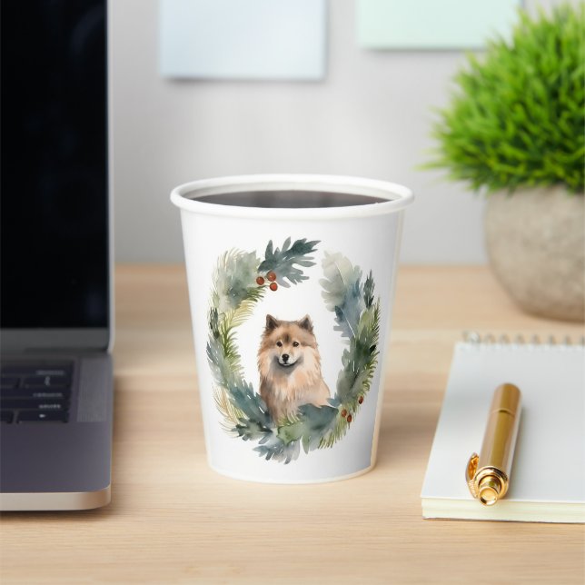 Finnish lappund Christmas Wreath Festive Pup Paper Cups (Insitu)