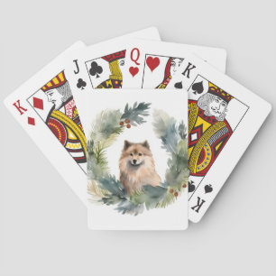 Finnish lappund Christmas Wreath Festive Pup Playing Cards