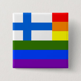 FINNISH LGBT RAINBOW FLAG 15 CM SQUARE BADGE