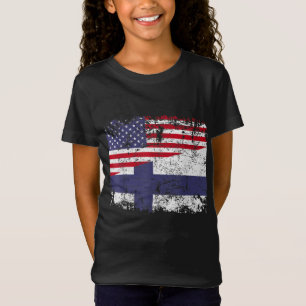FINNISH ROOTS Half American Flag USA FINLAND FLAG T-Shirt