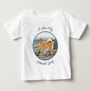 Finnish Spitz at Seashore Painting - Dog Art Baby T-Shirt
