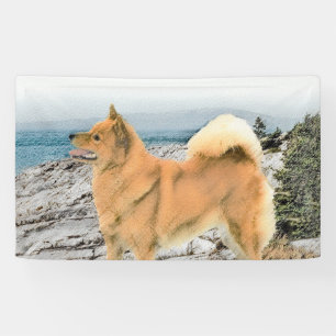 Finnish Spitz at Seashore Painting - Dog Art Banner