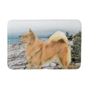 Finnish Spitz at Seashore Painting - Dog Art Bath Mat