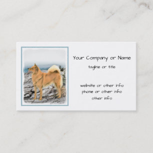 Finnish Spitz at Seashore Painting - Dog Art Business Card