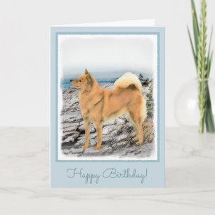 Finnish Spitz at Seashore Painting - Dog Art Card