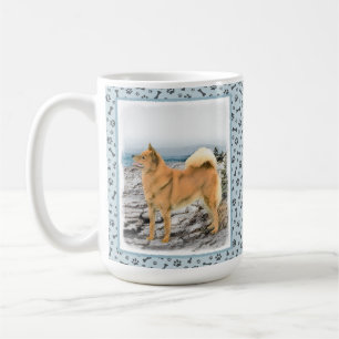 Finnish Spitz at Seashore Painting - Dog Art Coffee Mug