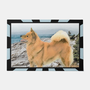Finnish Spitz at Seashore Painting - Dog Art Doormat