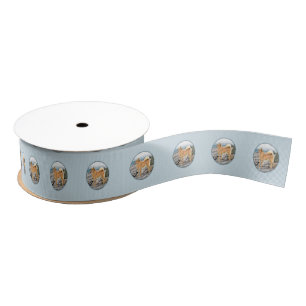 Finnish Spitz at Seashore Painting - Dog Art Grosgrain Ribbon