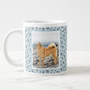 Finnish Spitz at Seashore Painting - Dog Art Large Coffee Mug