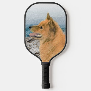 Finnish Spitz at Seashore Painting - Dog Art Pickleball Paddle