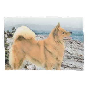 Finnish Spitz at Seashore Painting - Dog Art Pillowcase