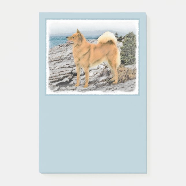 Finnish Spitz at Seashore Painting - Dog Art Post-it Notes (Front)