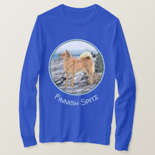 Finnish Spitz at Seashore Painting - Dog Art T-Shirt
