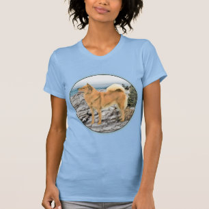 Finnish Spitz at Seashore Painting - Dog Art T-Shirt