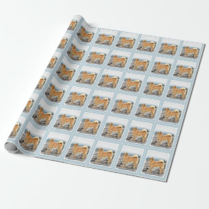 Finnish Spitz at Seashore Painting - Dog Art Wrapping Paper