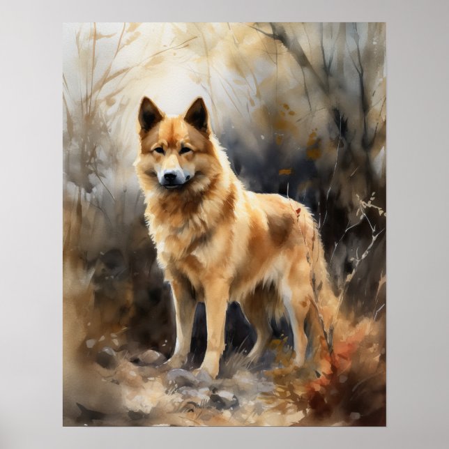 Finnish Spitz Dog Art Print Poster (Front)
