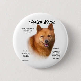 Finnish Spitz History Design 6 Cm Round Badge