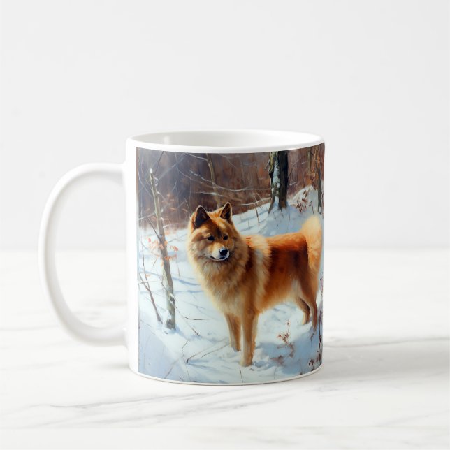 Finnish Spitz Let It Snow Christmas  Coffee Mug (Left)
