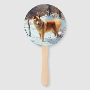 Finnish Spitz Let It Snow Christmas Hand Fan