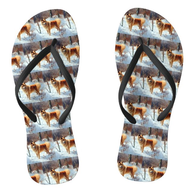 Finnish Spitz Let It Snow Christmas  Jandals (Footbed)
