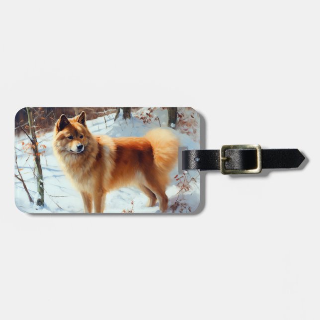 Finnish Spitz Let It Snow Christmas  Luggage Tag (Front Horizontal)