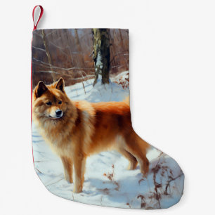 Finnish Spitz Let It Snow Christmas  Small Christmas Stocking