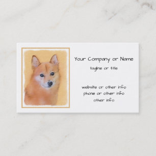 Finnish Spitz Painting - Cute Original Dog Art Business Card