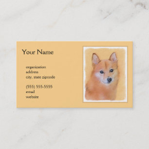 Finnish Spitz Painting - Cute Original Dog Art Business Card