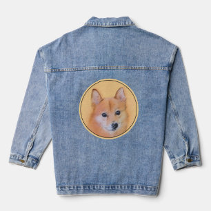 Finnish Spitz Painting - Cute Original Dog Art Denim Jacket