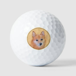 Finnish Spitz Painting - Cute Original Dog Art Golf Balls