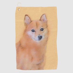 Finnish Spitz Painting - Cute Original Dog Art Golf Towel