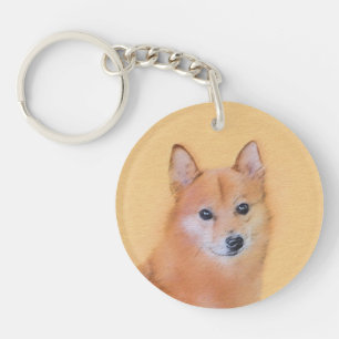 Finnish Spitz Painting - Cute Original Dog Art Key Ring