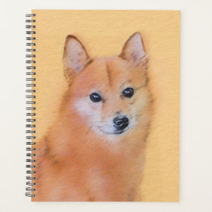 Finnish Spitz Painting - Cute Original Dog Art Planner
