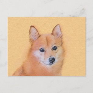 Finnish Spitz Painting - Cute Original Dog Art Postcard