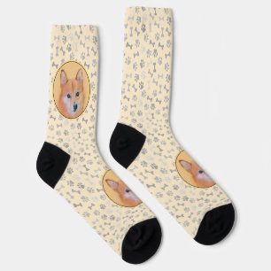 Finnish Spitz Painting - Cute Original Dog Art Socks