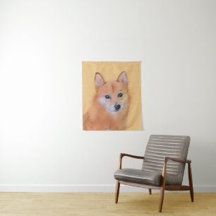 Finnish Spitz Painting - Cute Original Dog Art Tapestry