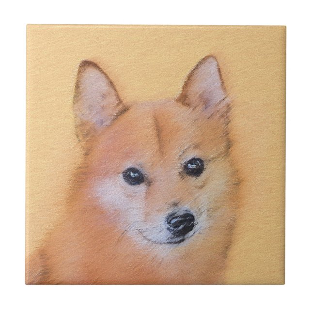 Finnish Spitz Painting - Cute Original Dog Art Tile (Front)
