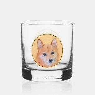 Finnish Spitz Painting - Cute Original Dog Art Whiskey Glass