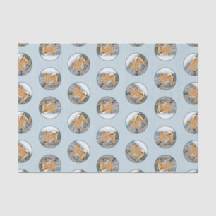 Finnish Spitz Seashore Painting Original Dog Art Tissue Paper