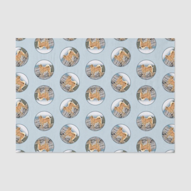 Finnish Spitz Seashore Painting Original Dog Art Tissue Paper (Front)