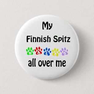 Finnish Spitz Walks Design 6 Cm Round Badge