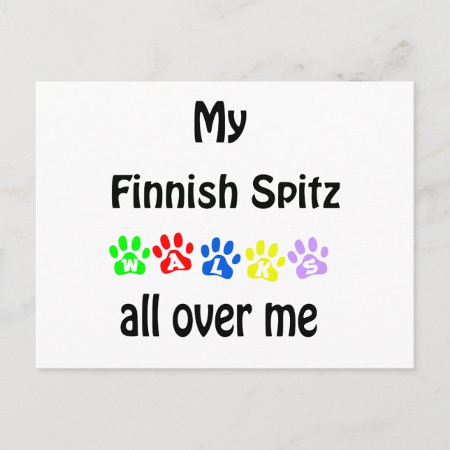 Finnish Spitz Walks Design Postcard (Front)