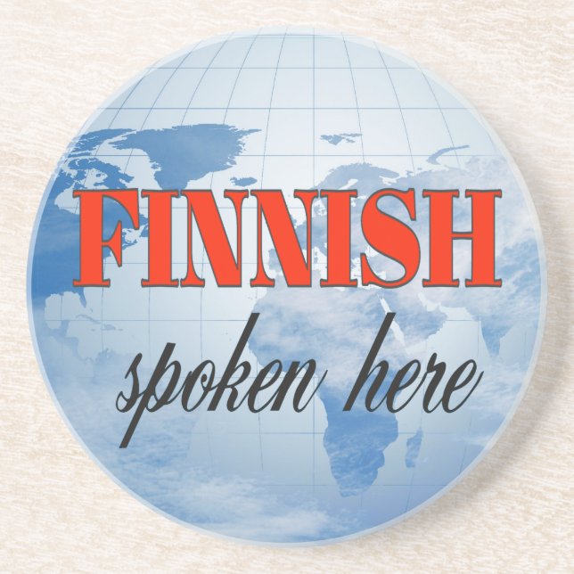 Finnish spoken here cloudy earth coaster (Front)