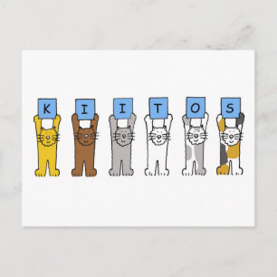 Finnish Thanks Kiitos Cartoon Cats Postcard