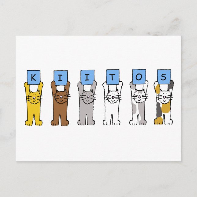 Finnish Thanks Kiitos Cartoon Cats Postcard (Front)