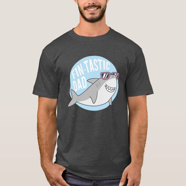 Fintastic Dad Shark Pun Funny T-Shirt (Front)